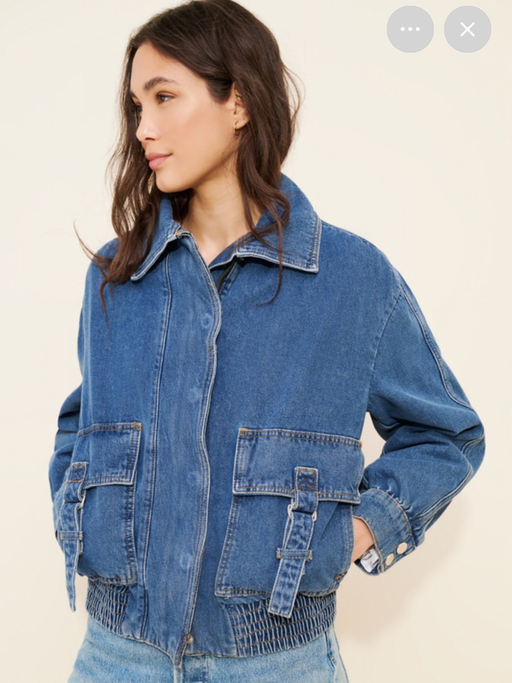 Anthropologie Pilcro Utility Denim Bomber Jacket Oversized Women’s XS NWT - Picture 1 of 15